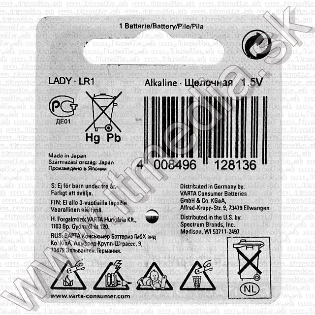 Image of VARTA battery 1xN Security alkaline LR1 (4901) (IT6589)